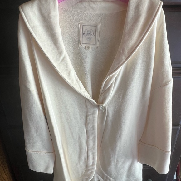 Merona Cream Plush Robe – Hooded Fleece Loungewear - Picture 1 of 3